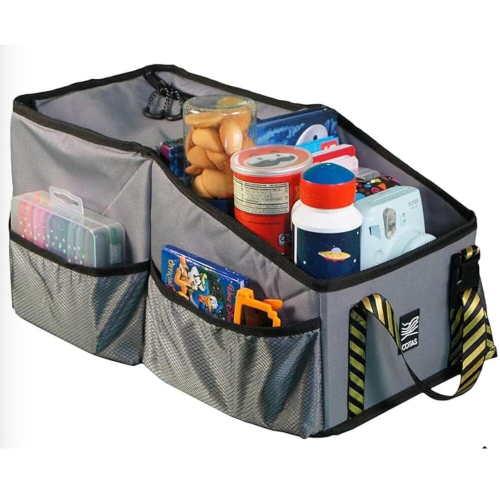 Car Organizer & Cooler Travel Road Trip Kids Adjustable Stuff Storage GREY NEW